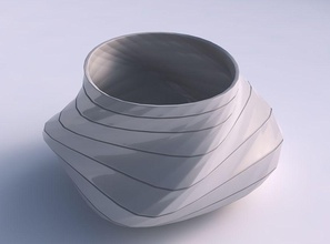 bowl twisted elipse hard horizontal dents house dish decor architectural decoration 3d print model - Mito3D