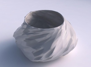 bowl twisted elipse low-polygon bulges house low polygon dish decor architectural decoration 3d print model - Mito3D