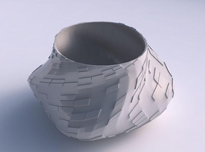 cuenco retorcido elipse dispersado diagonal cuadrícula platos casa decoración 3d print model - Mito3D