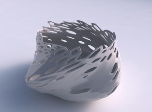 ciotola contorto ellisse liscio cristallo pelle buchi casa arredamento 3d print model - Mito3D