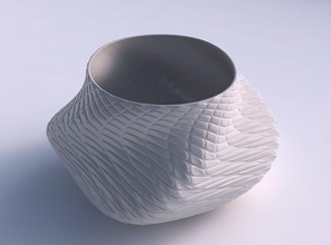 bowl twisted elipse diagonal grid bulges house decor 3d print model - Mito3D