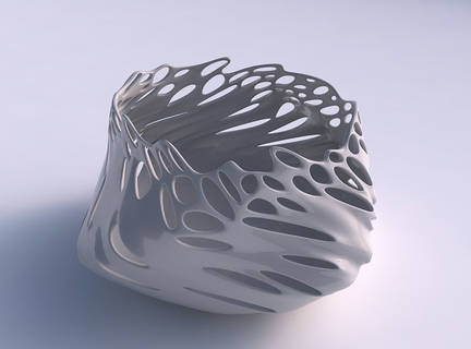 cuenco retorcido elipse suave burbuja agujeros casa decoración 3d print model - Mito3D