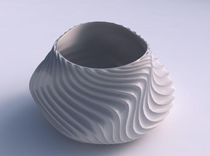 bowl twisted elipse wavy extruded lines 2 house dish decor architectural decoration 3d print model - Mito3D