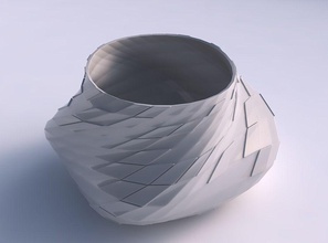 cuenco retorcido elipse ondulado dispersado cuadrícula platos casa decoración 3d print model - Mito3D