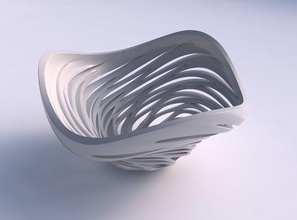 bowl twisted wide smooth cuts wavy house decor 3d print model - Mito3D