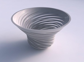 bowl twisted wide smooth cuts very tapered house decor 3d print model - Mito3D