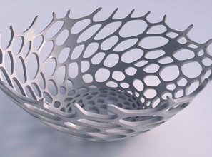 bowl wide cracked twisted organic lattice 2 house decor 3d print model - Mito3D