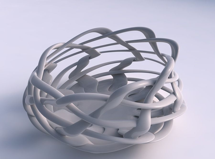 Schüssel breit zylindrisch Interlacing Gitter gedehnt Ecke Haus Dekor 3d print model - Mito3D