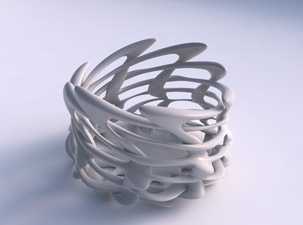 Schüssel breit zylindrisch Interlacing Gitter verdrehte gedehnt Haus Dekor 3d print model - Mito3D