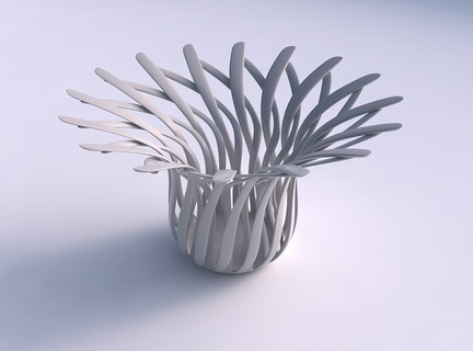 bowl wide cylindrical twisted sharp muscle structure widened house decor 3d print model - Mito3D