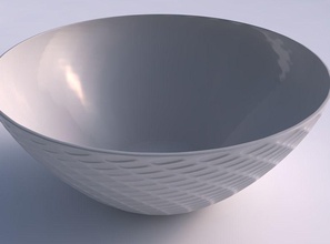 bowl wide diagonal grid dents house decor 3d print model - Mito3D