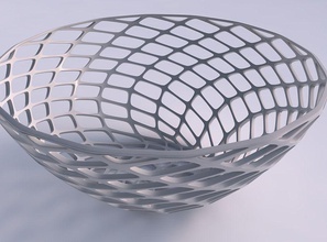 bowl wide diagonal grid lattice house decor 3d print model - Mito3D