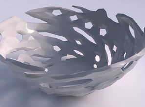bowl wide faceted cuts bulges house dish decor architectural decoration 3d print model - Mito3D