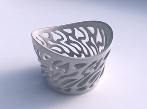 bowl wide high twisted smooth cuts streched top house decor 3d print model - Mito3D