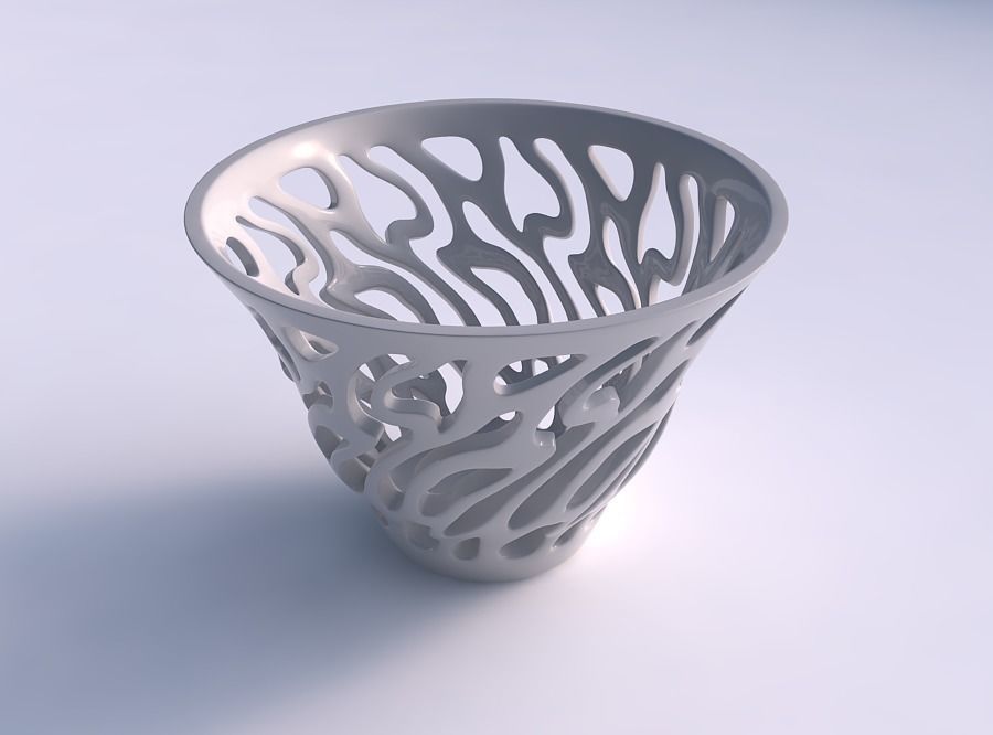 bol amplio de alta trenzado suave cortes cónicos casa ancho los recortes forma cónica decoración 3D print model - Mito3D