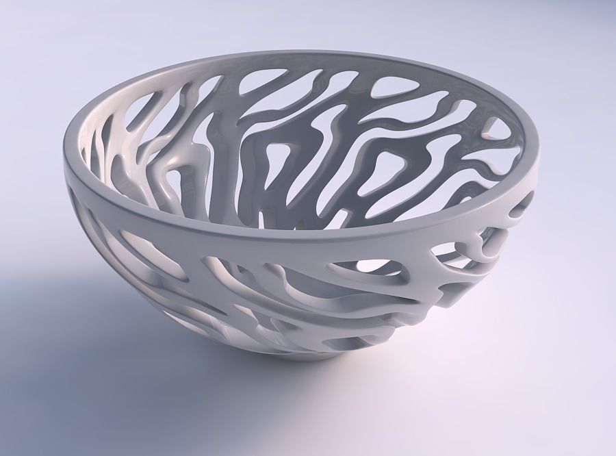 bowl wide high twisted smooth cuts house decor 3D print model - Mito3D