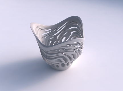 bowl wide high twisted smooth cuts tapered wavy house decor 3d print model - Mito3D