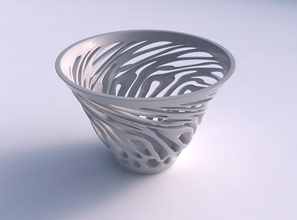 bowl wide high twisted smooth cuts tapered house decor 3d print model - Mito3D