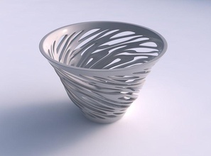 bowl wide high twisted smooth cuts very tapered house decor 3d print model - Mito3D