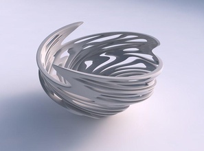 bowl wide high twisted smooth cuts very wavy house decor 3d print model - Mito3D
