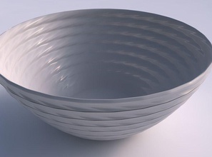 bowl wide horizontal dents twisted diagonal lines house decor 3d print model - Mito3D