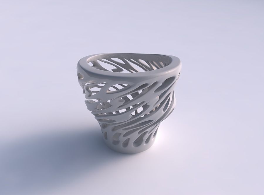 bol à l'échelle de la mi tordu lisse coupes excentriques maison large les coupures excentrique décor 3D print model - Mito3D