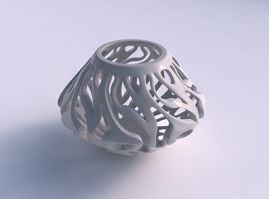 bol à l'échelle de la mi tordu lisse coupes du milieu maison large les coupures décor 3D print model - Mito3D