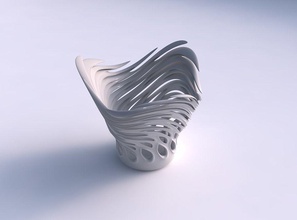 bowl wide smooth cuts uneven top edge twisted tapered wavy house decor 3d print model - Mito3D