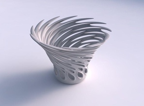 bowl wide smooth cuts uneven top edge twisted tapered house decor 3d print model - Mito3D