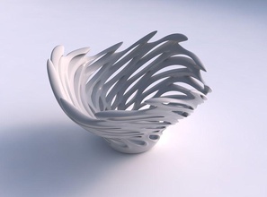 bowl wide smooth cuts uneven top edge twisted wavy house decor 3d print model - Mito3D