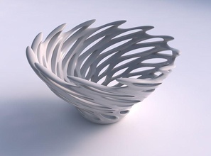 bowl wide smooth cuts uneven top edge twisted house decor 3d print model - Mito3D