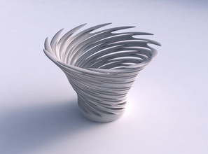 bowl wide smooth cuts uneven top edge very twisted tapered house decor 3d print model - Mito3D