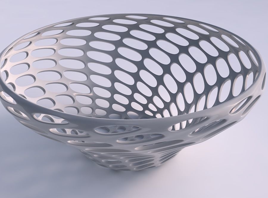 bowl wide twisted bubble grid lattice house decor 3D print model - Mito3D