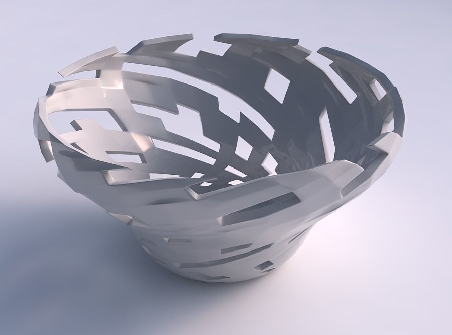 bol à l'échelle torsadée coupe maison de large tordu les coupures décor 3D print model - Mito3D