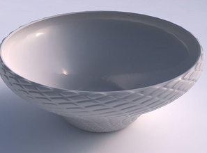 bowl wide twisted diagonal grid bulges house decor 3d print model - Mito3D