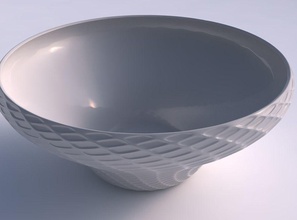 bowl wide twisted diagonal grid dents house decor 3d print model - Mito3D