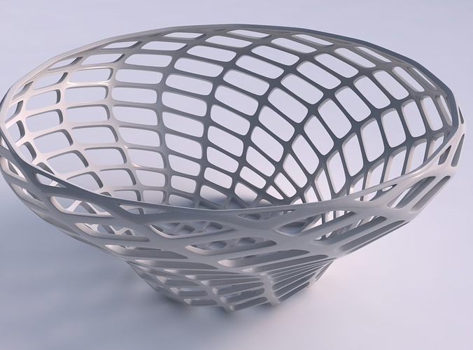bol large tordu diagonale grille treillis maison décor 3D print model - Mito3D
