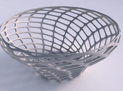 bowl wide twisted diagonal grid lattice house decor 3d print model - Mito3D