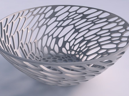 bowl wide twisted diagonal organic lattice bowl wide twisted diagonal organic lattice house decor  3d print model - Mito3D