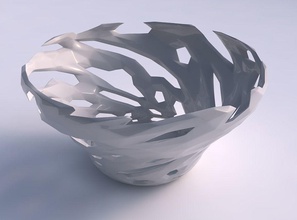 bowl wide twisted faceted cuts house decor 3d print model - Mito3D