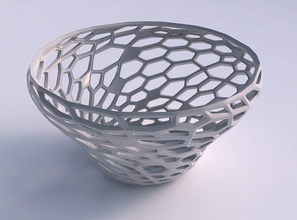 ciotola largo contorto sfaccettato organico reticolo 2 Casa arredamento 3d print model - Mito3D
