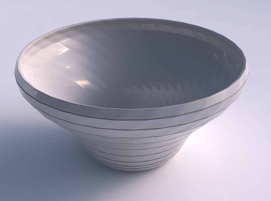 bowl wide twisted hard horizontal dents house decor 3D print model - Mito3D