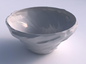 bowl wide twisted low-polygon bulges polygon house decor 3d print model - Mito3D