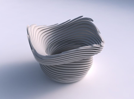 bowl wide twisted sharp muscle structure tapered 2 wavy house decor 3d print model - Mito3D