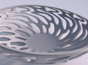 bowl wide twisted smooth cuts squeezed streched top corner house decor 3d print model - Mito3D