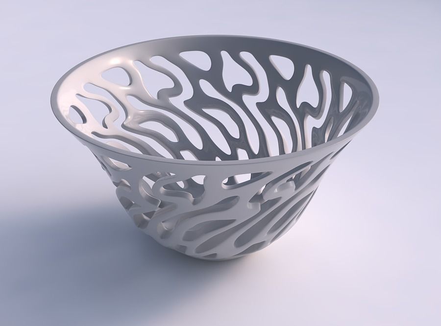 bowl wide twisted smooth cuts tapered house decor 3D print model - Mito3D