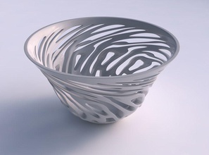 bowl wide twisted smooth cuts tapered house decor 3d print model - Mito3D