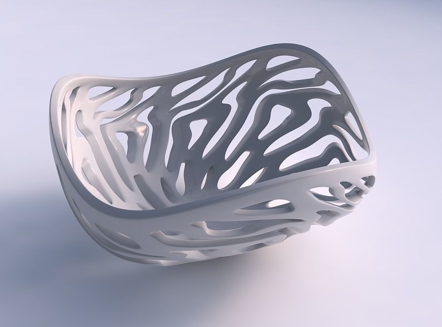 bowl wide twisted smooth cuts wavy house decor 3D print model - Mito3D