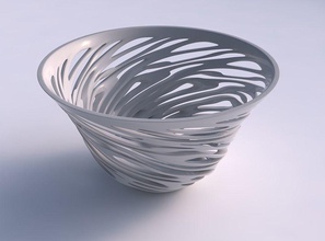 bowl wide twisted smooth cuts very tapered house decor 3d print model - Mito3D