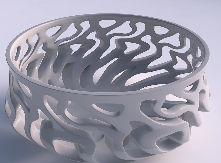 bowl wide twisted smooth cuts middle house decor 3D print model - Mito3D